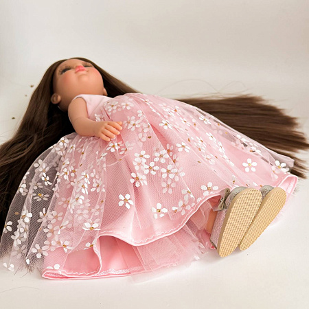 Платье на куклу Paola Reina 33 см, с ромашками, РОЗОВОЕ